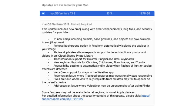 macOS Ventura 13.3 Release Notes