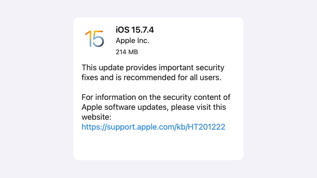 Apple Releases iOS 15.7.4 and iPadOS 15.7.4 [Download]