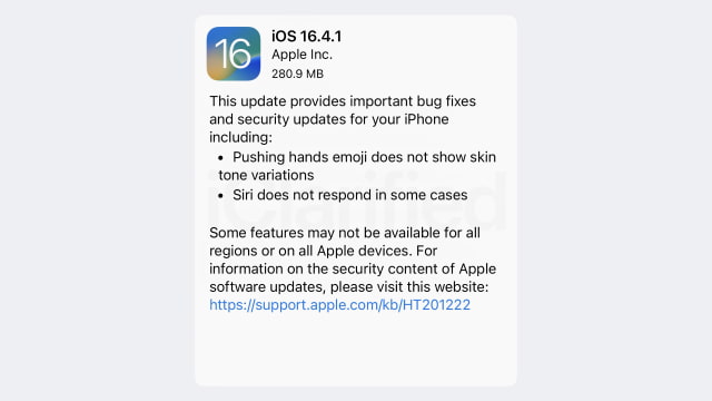 Apple Releases iOS 16.4.1 and iPadOS 16.4.1 for iPhone, iPad [Download]