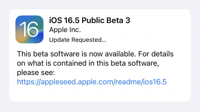 Apple Releases Third Public Beta of iOS 16.5 and iPadOS 16.5 [Download]