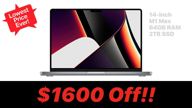 Apple 14-inch M1 Max MacBook Pro (64GB RAM, 2TB SSD) On Sale for $1600 Off [24 Hr Deal]