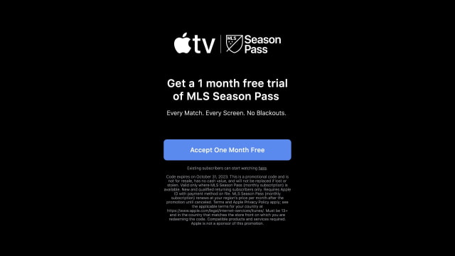 Apple Offers One Month Free Trial of MLS Season Pass 