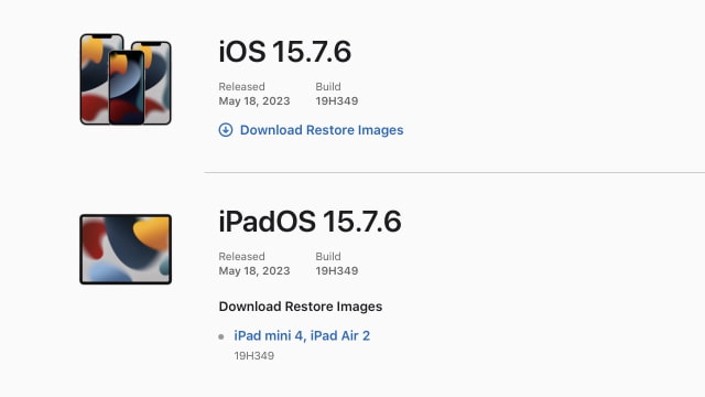 Apple Releases iOS 15.7.6 and iPadOS 15.7.6 [Download]