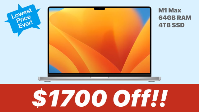 Apple 16-inch M1 Max MacBook Pro (64GB RAM, 4TB SSD) On Sale for $1700 Off [24 Hr Deal]