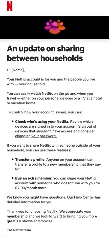Netflix Ends Password Sharing in the United States