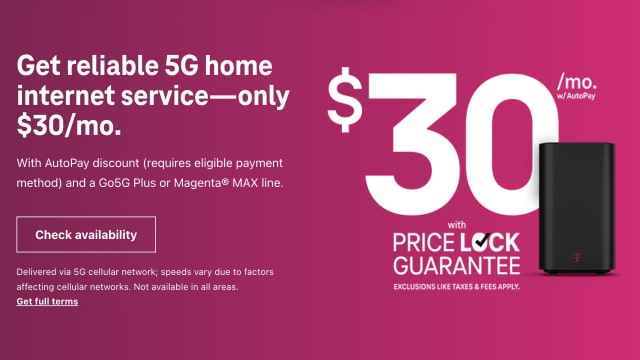 T-Mobile 5G Home Internet On Sale for $30/Month for Select Customers [Deal]