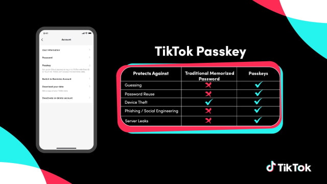 TikTok Announces Passkey Support for iOS Devices
