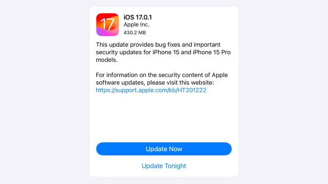 Apple Releases iOS 17.0.1 and iPadOS 17.0.1 [Download]