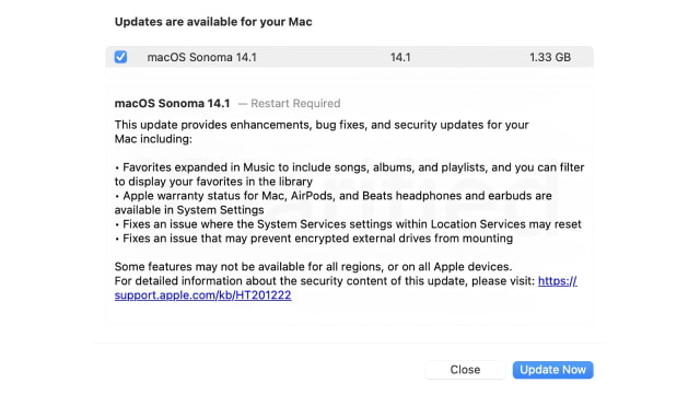 Apple Releases macOS Sonoma 14.1 RC to Developers [Download]