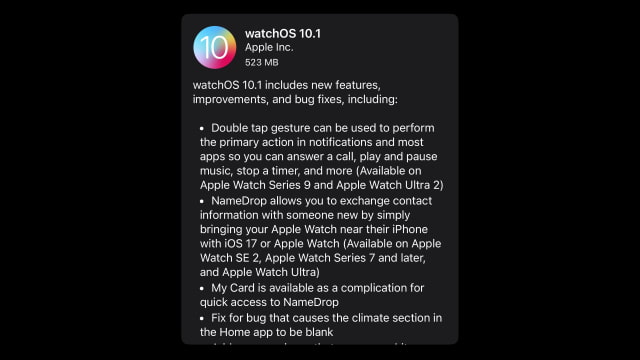 Apple Releases watchOS 10.1 for Apple Watch [Download]