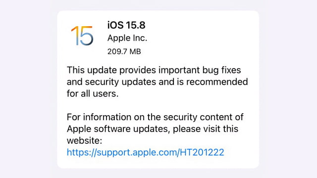 Apple Releases iOS 15.8 and iPadOS 15.8 for Older Devices [Download]