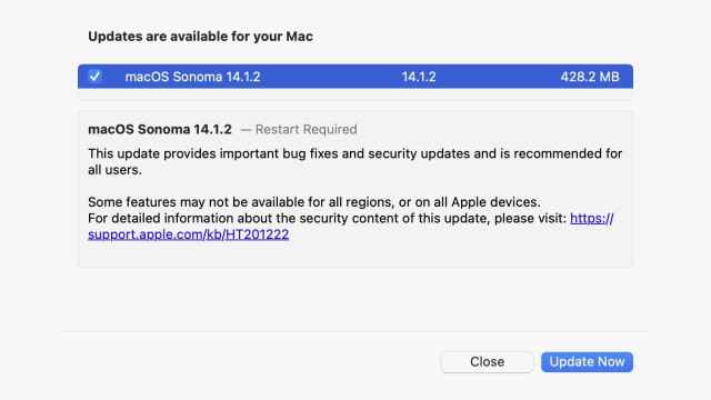 Apple Releases macOS Sonoma 14.1.2 [Download]