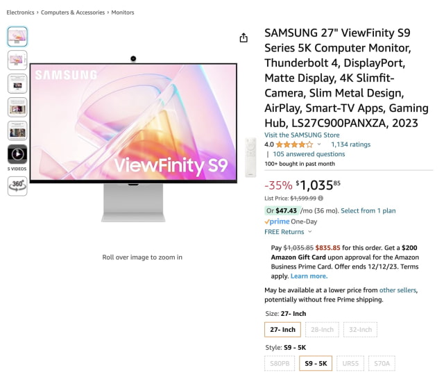 Samsung 27-inch ViewFinity S9 5K Monitor On Sale for 35% Off [Deal]