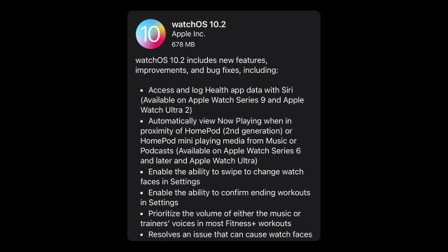 Apple Releases watchOS 10.2 for Apple Watch [Download]