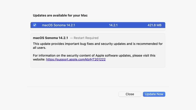 Apple Releases macOS Sonoma 14.2.1 [Download] - Vimarsana News