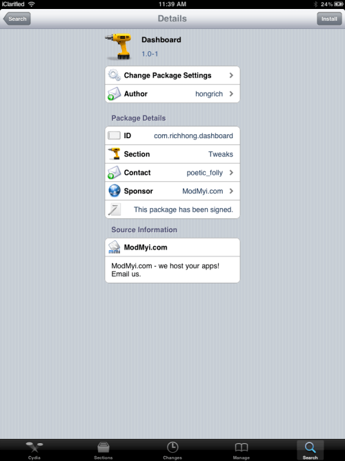 Rejected Dashboard App for iPad Now Available in Cydia