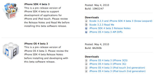 Apple Releases Beta 3 of iPhone OS 4.0 to Developers