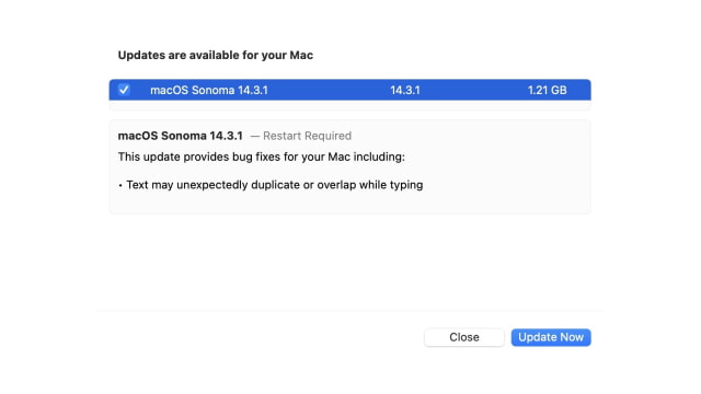 Apple Officially Releases macOS Sonoma 14.3.1 [Download]