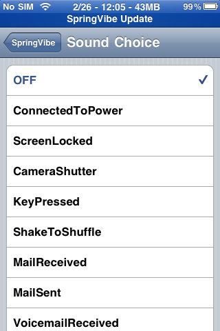 SpringVibe Update Offers 43 Vibration Methods, 15 Sounds, iPhone 3.x Support