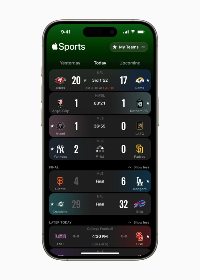 Apple Sports App Gets New Updates for NFL and College Football, Dynamic Drive Tracker