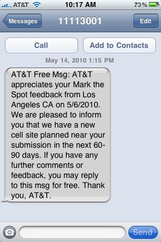 AT&amp;T Texts Customers About Feedback Generated Network Improvements
