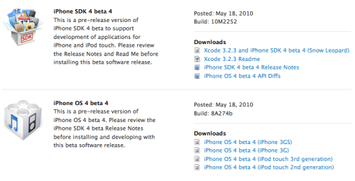 Apple Releases iPhone OS 4.0 Beta 4 to Developers