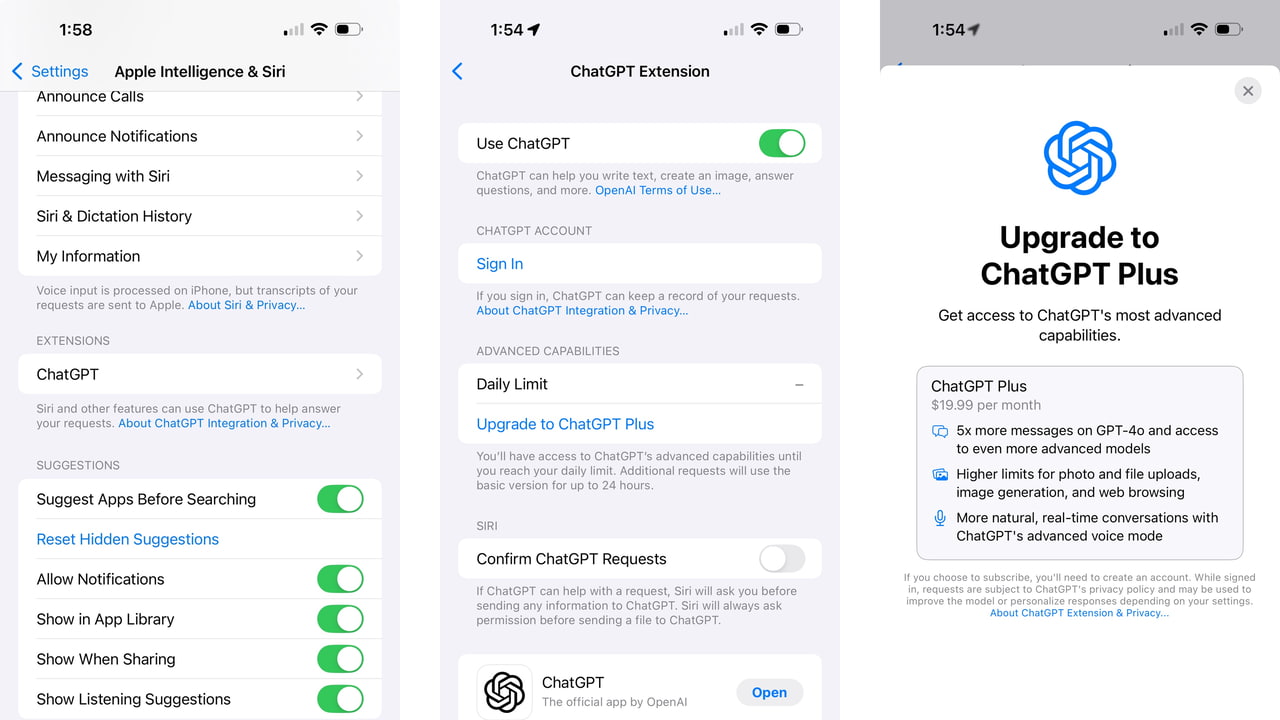iOS 18.2 Beta 2 Introduces Ability to Subscribe to ChatGPT Plus ...