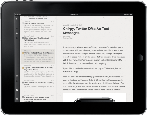Preview of Reeder for the iPad [Screenshots]