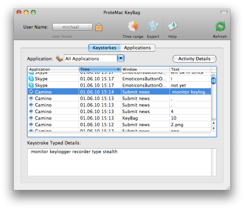 Keystroke Recorder and Monitor for Mac OS X