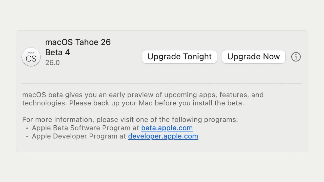Apple выпускает macOS Tahoe 26 Beta 4 для разработчиков [Скачать]