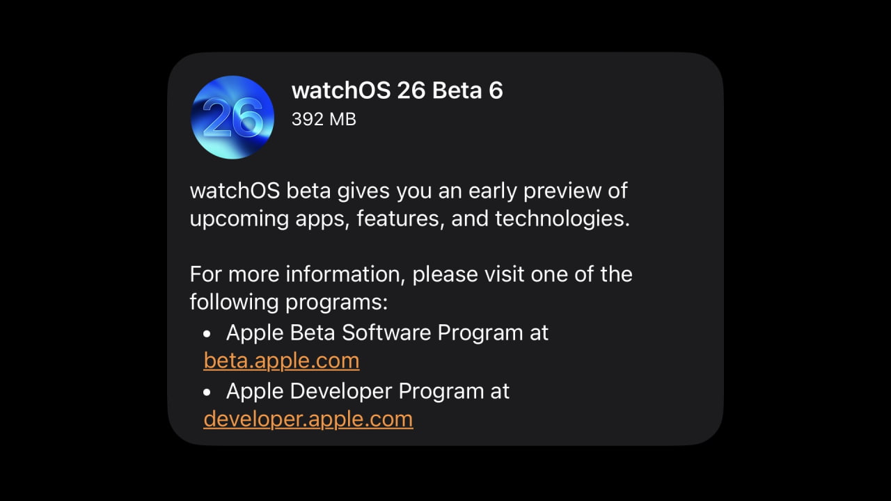 Apple выпускает watchOS 26 Beta 6 для разработчиков [Скачать]