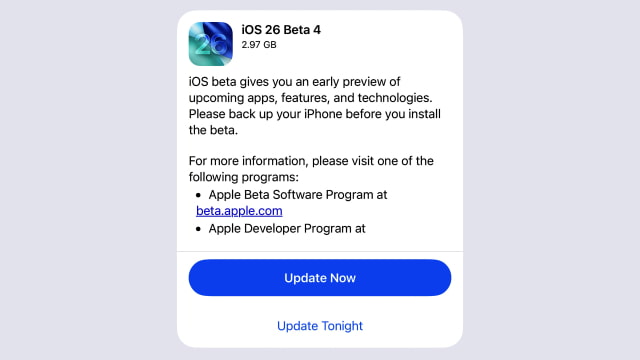 Apple Releases Public Beta 4 of iOS 26, macOS Tahoe 26, and More [Download]