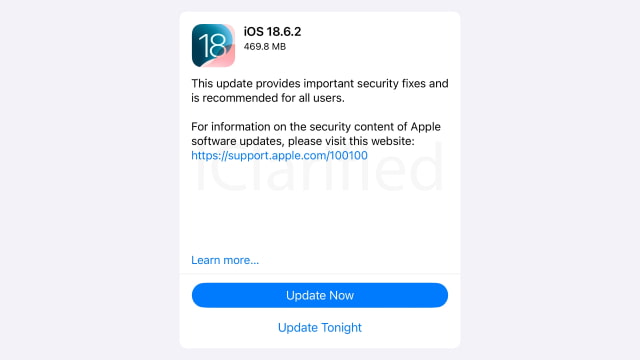 Apple Releases iOS 18.6.2 and iPadOS 18.6.2 [Download]