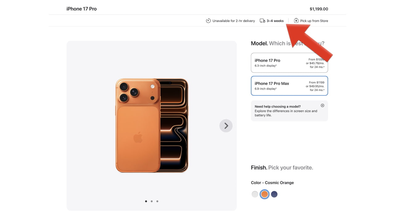 Сроки доставки iPhone 17 сдвигаются на октябрь, Pro Max задерживается на 3–4 недели
