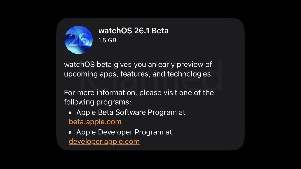 Apple выпускает watchOS 26.1 Beta для разработчиков [Скачать]