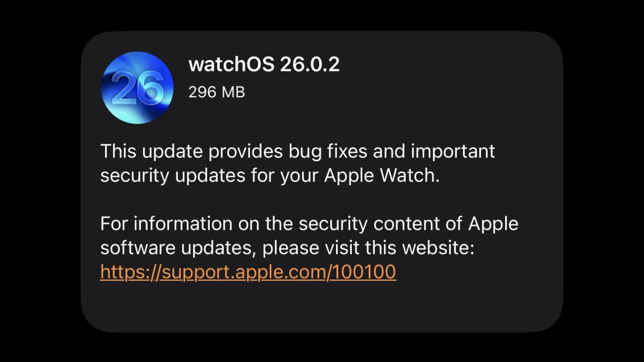 Apple выпускает watchOS 26.0.2 для Apple Watch [Скачать]
