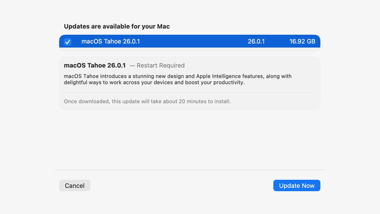 Apple выпускает macOS Tahoe 26.0.1 с исправлением для обновления Mac Studio с чипом M3 Ultra [Скачать]