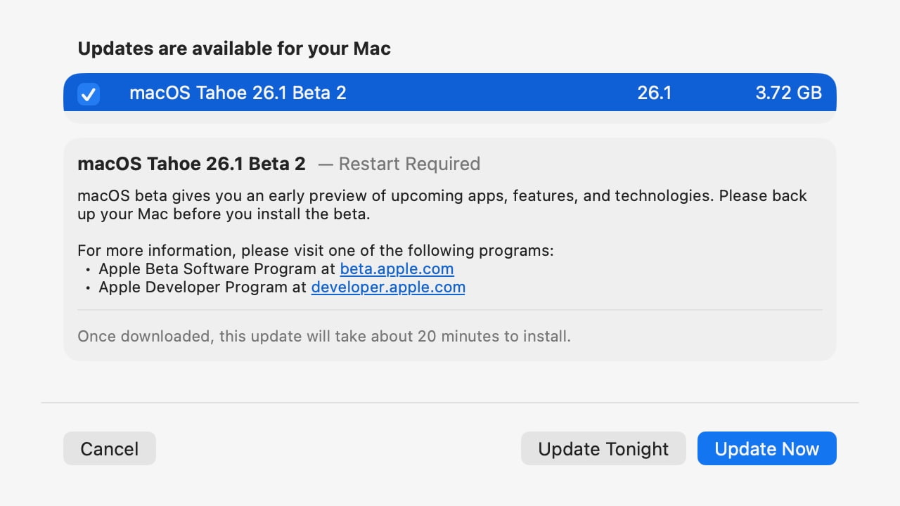 Apple выпускает macOS Tahoe 26.1 Beta 2 для разработчиков [Скачать]