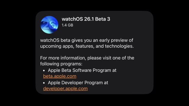 Apple Seeds watchOS 26.1 Beta 3 to Developers [Download]