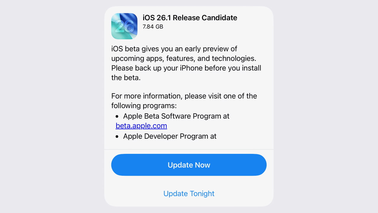 Apple выпускает iOS 26.1 RC и iPadOS 26.1 RC для разработчиков [Скачать]