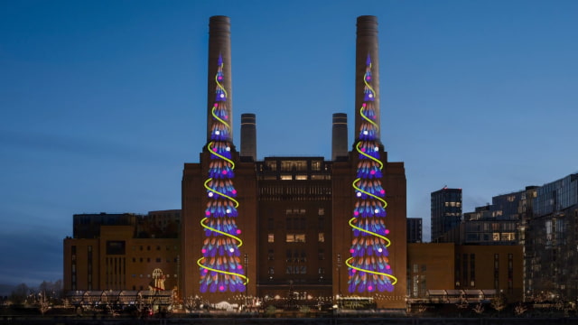 Apple Lights Up Battersea Power Station With iPad-Designed Christmas Trees