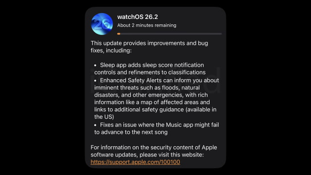 Apple Officially Releases watchOS 26.2 With Enhanced Safety Alerts and Sleep Improvements [Download]