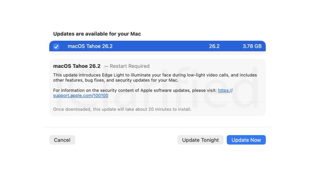 Apple Officially Releases macOS Tahoe 26.2 With &#039;Edge Light&#039; for Video Calls [Download] 