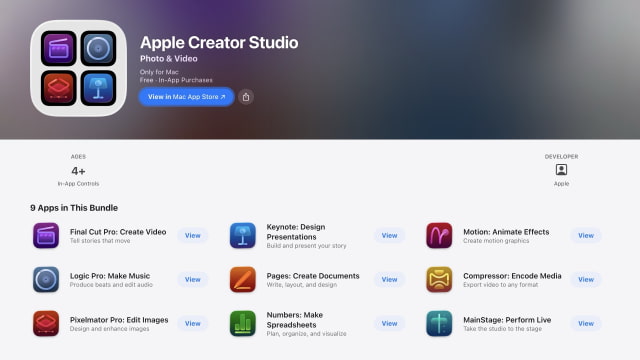 Apple Creator Studio Subscription Now Available for $12.99/Month