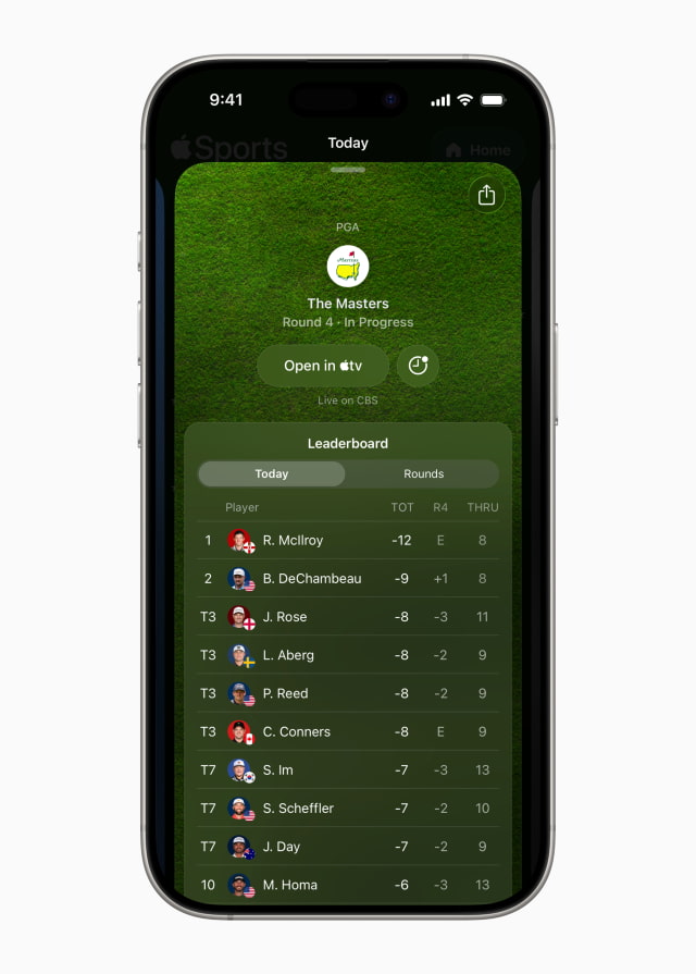 Apple Sports App Adds Golf Coverage Ahead of WM Phoenix Open