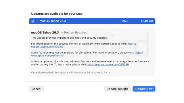Apple Officially Releases macOS Tahoe 26.3 [Download]