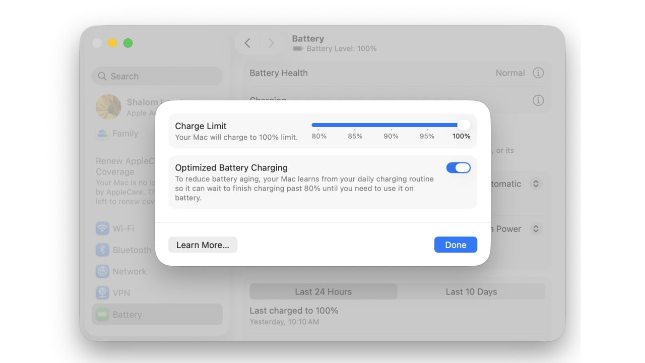 В бета-версии macOS Tahoe 26.4 появилась настраиваемая функция «Лимит заряда» для аккумуляторов MacBook