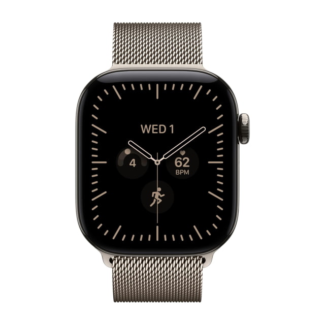 Apple Watch Series 12 (42mm, Cellular, Titanium, Natural) with Milanese Loop Band (Natural)