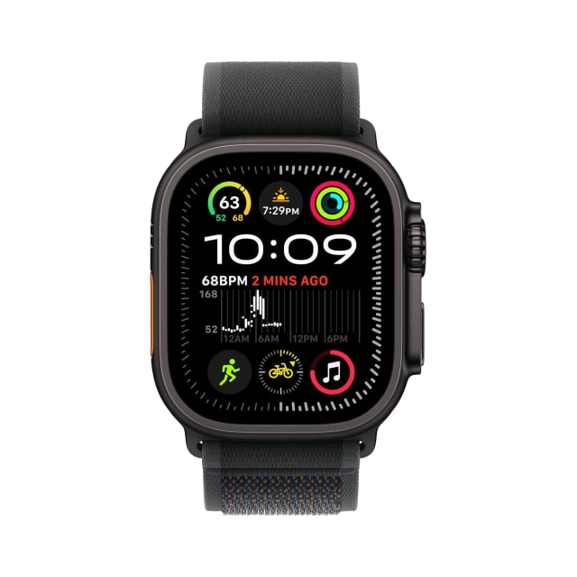 Apple Watch Ultra (2nd Generation) (49mm, Cellular, Titanium, Black) with Trail Loop Band (S/M, Black)
