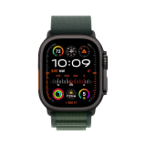 Apple Watch Ultra (2nd Generation) (49mm, Cellular, Titanium, Black) with Alpine Loop Band (Large, Dark Green)